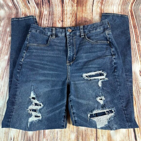 American Eagle CURVY SUPER HI RISE JEGGING Size 8 Blue Jeans Denim Pants 28x26.5 - Picture 3 of 12